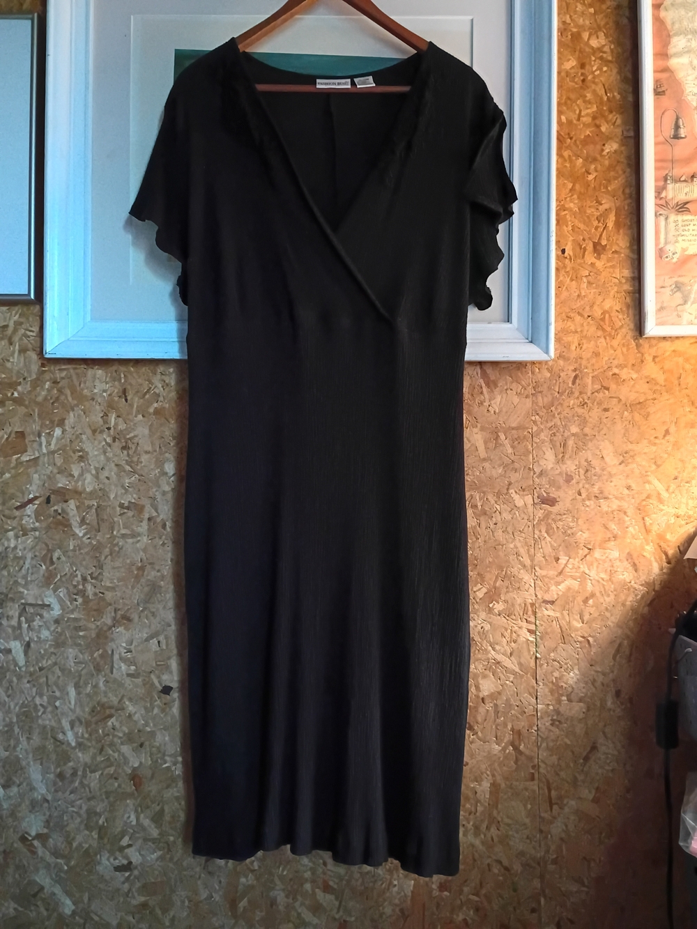Classic Black Wrap-Front Midi Dress